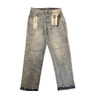 GOGO Jeans Ex-Boyfriend High‎ Rise Frayed Hem Light Wash Denim Jeans Size 7